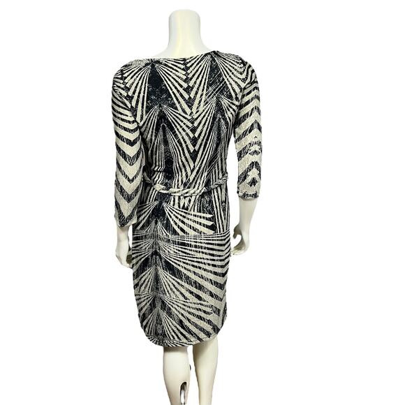 Mlle Gabrielle Zebra Print Sweater Dress Black White Abstract 3/4 Sleeve Medium - Picture 3 of 10
